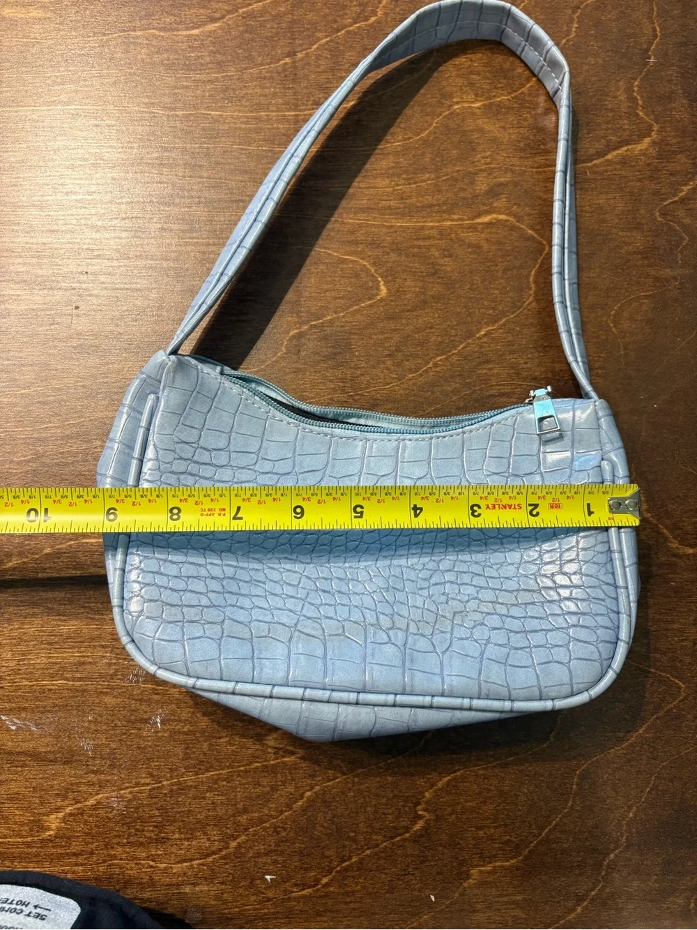 Blue Croc-Embossed Shoulder Bag for Women